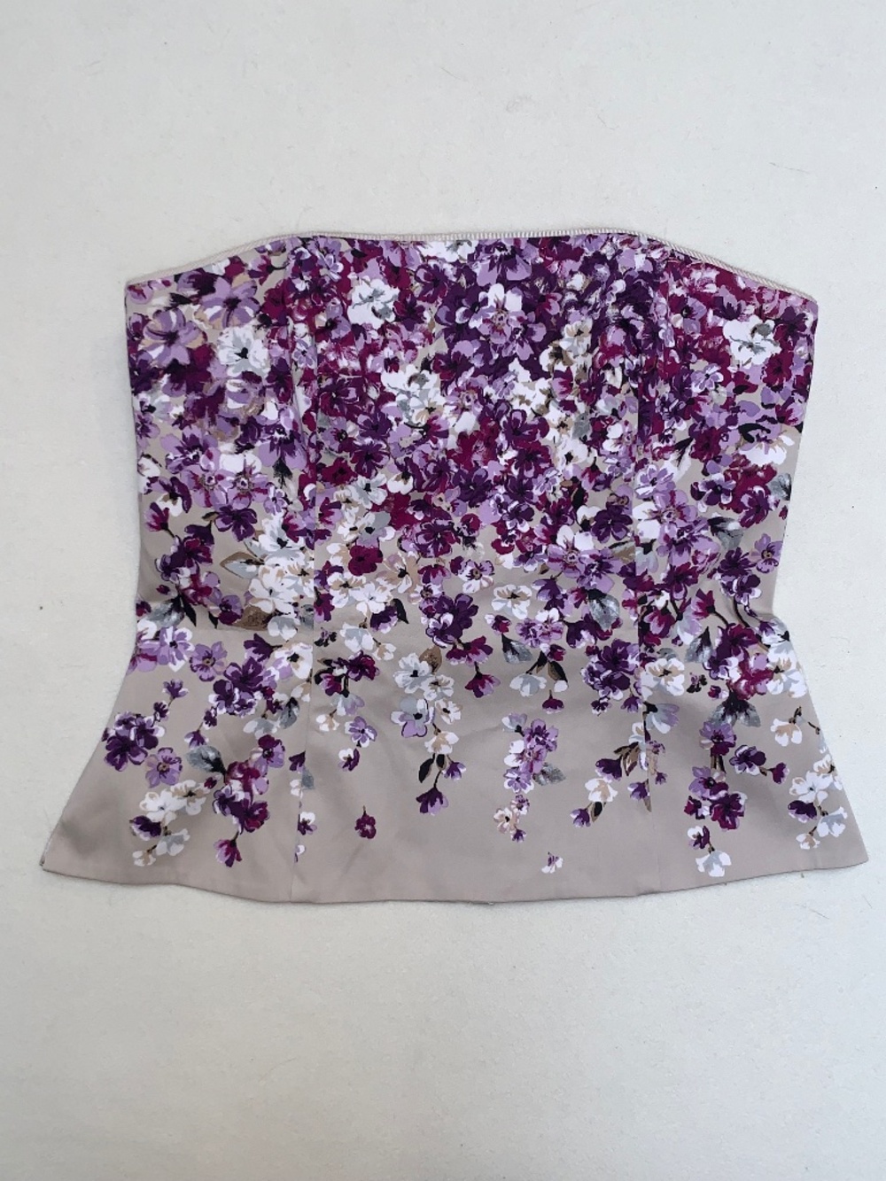 White House Black Market Purple Floral Corset Coquette Top Sz 4 Romantic Fairy